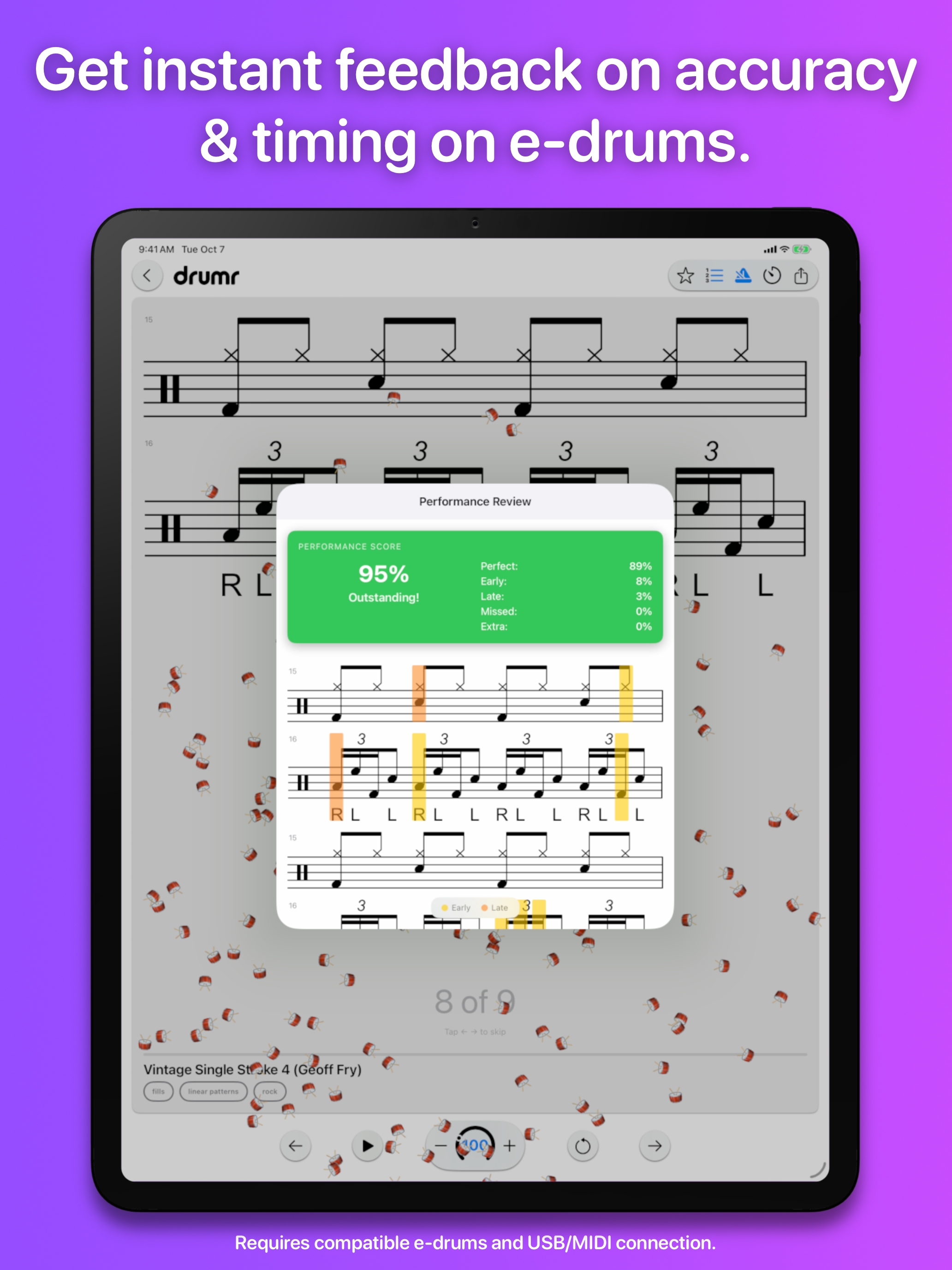 Drumr on iPad - Library browsing